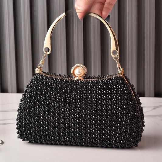 Elegant Pearl Evening Bags For Women Luxury Vintage Dinner Bags Party Wedding Clutch Chain Pearl Purse Handbags