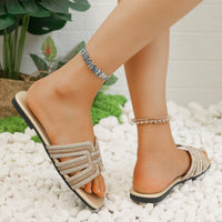 Women's Rhinestone Slippers Outdoor Fashion Non-Slip Beach Shoes Comfortable Flat Square Heel Women's Sandals