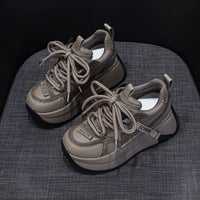 Chunky Sneakers Platform Heel Women Casual Shoes Leather Comfortable Walking Shoes Warm Fur Winter Shoes