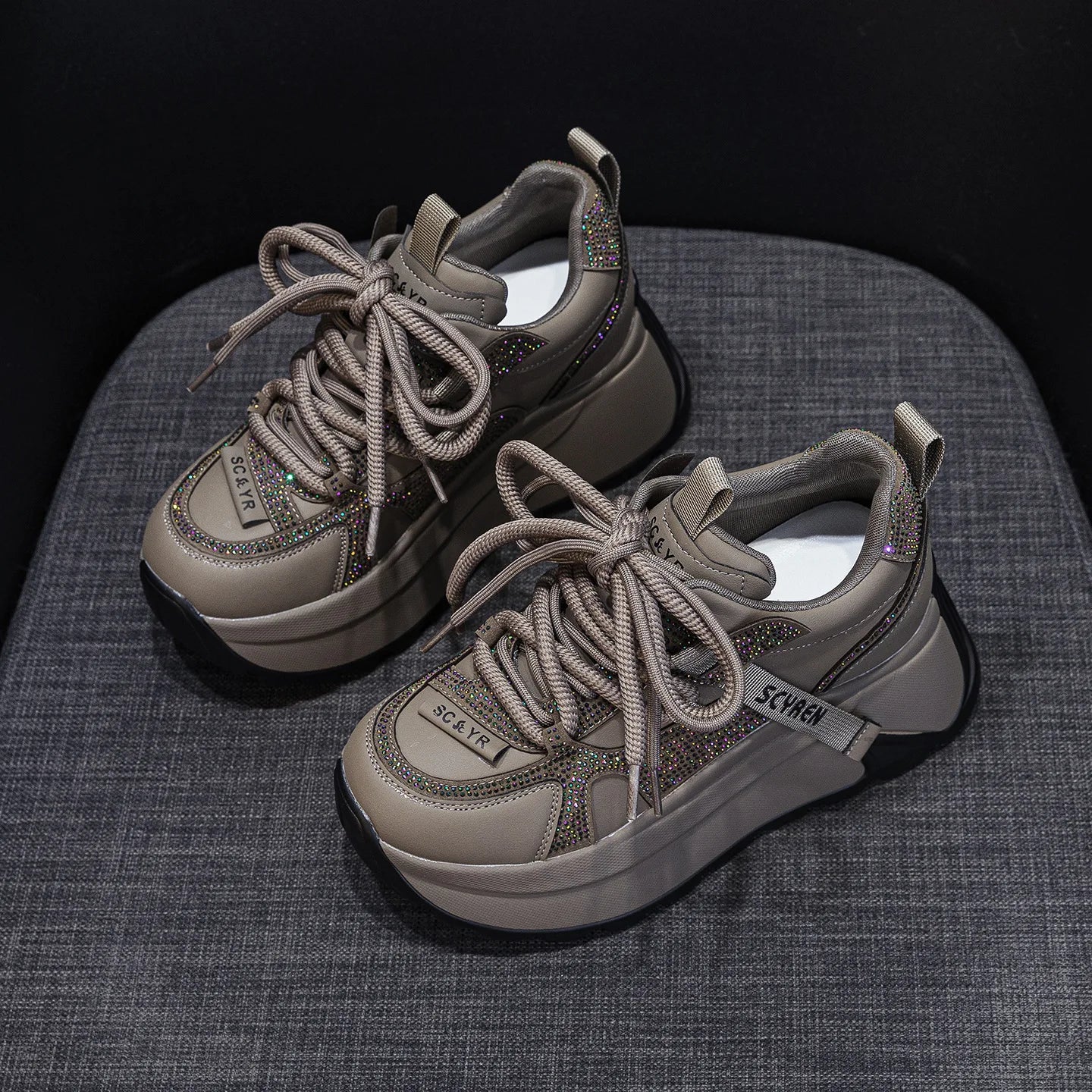Chunky Sneakers Platform Heel Women Casual Shoes Leather Comfortable Walking Shoes Warm Fur Winter Shoes