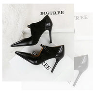Women Pumps Suede and PU Leather Design Retro High Heels Ladies Shoes Stilettos Women Heels