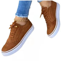 Women's Casual Shoes Comfortable Fabric Loafers Round Toe Lace Up Single Shoes PVC Sole