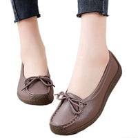 Luxury Shoes Cow tendon sole Women's Flats Anti slip shallow mouth soft soled shoes Solid color lace up