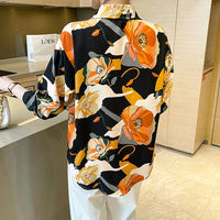 Vintage Style for Women Long Sleeve Flower Printed Spring Autumn semi formal Style Elegant Single Breasted Shirt