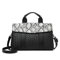 Large Capacity Ladies Handbag Fashion Woven Pattern Shoulder Bag Vintage Style Polyester Lining Soft PU Leather Material Commuter Bag