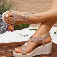 Bohemian Style Fashionable Casual Women's Sandals Platform Thick Heel round Toe Synthetic Leather