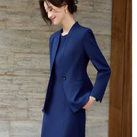Elegant Professional Suit Dress Two-Piece Set Workwear Beauty Salon Uniform Long Sleeve Formal Outfit Polyester Fiber