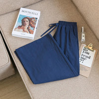 Casual Baggy Wide Leg Trousers Women Summer Thin Comfy Breathable Ankle Length Pants Vintage Loose Cotton Linen Straight Pants