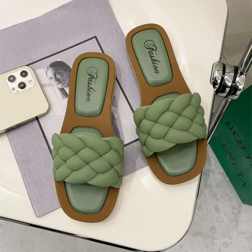 Fashionable PVC Women Slippers Anti-Slip Woven Women Flat Slippers Open Toe Women Dance Shoes Summer Season Slippers - Natalia Home Fashion