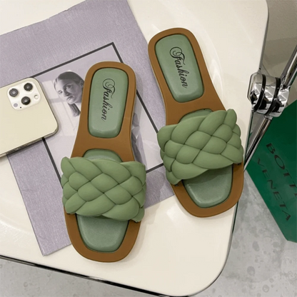 Fashionable PVC Women Slippers Anti-Slip Woven Women Flat Slippers Open Toe Women Dance Shoes Summer Season Slippers - Natalia Home Fashion