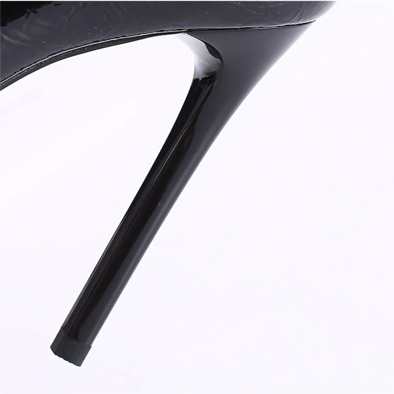 Women Ankle Boots Runway Style Sexy Belt Buckle Side Zip High Heels Patent Leather Party Dress Ladies Shoes