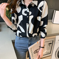 Elegant Long Sleeve Floral Print Chiffon Shirt Women's Versatile High-End Fashion Top Spring City Style Commute Shirt