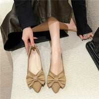 Soft Bottom Flat Casual Women's Shoes Butterfly Knot Slip-On Simple Design Shoes  Synthetic Leather