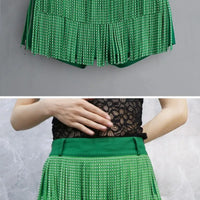 Tassel Short Shorts Women's Diamond Embellished Mid-Waist Dance Denim Hot Pants Outerwear Fashionable Korean Style Sexy