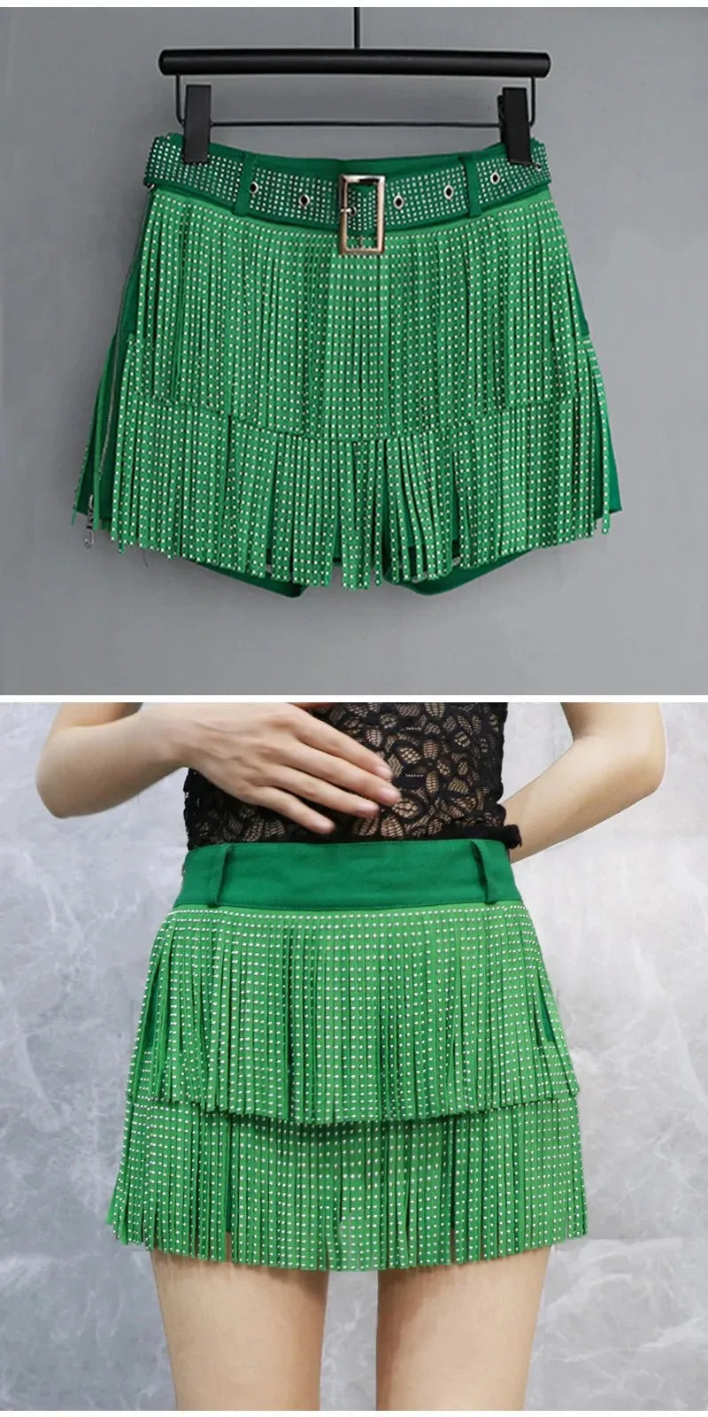 Tassel Short Shorts Women's Diamond Embellished Mid-Waist Dance Denim Hot Pants Outerwear Fashionable Korean Style Sexy