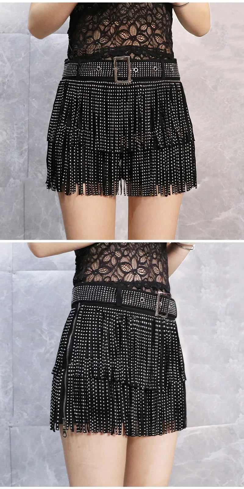 Tassel Short Shorts Women's Diamond Embellished Mid-Waist Dance Denim Hot Pants Outerwear Fashionable Korean Style Sexy