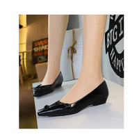 Pointed End Low Heeled Shoes Women Wedges Bowknot Low Heels Pumps Elegant Banquet Shoe Kitten Heels Ladies Shoes