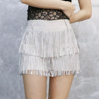 Tassel Short Shorts Women's Diamond Embellished Mid-Waist Dance Denim Hot Pants Outerwear Fashionable Korean Style Sexy