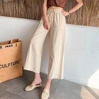 Casual Baggy Wide Leg Trousers Women Summer Thin Comfy Breathable Ankle Length Pants Vintage Loose Cotton Linen Straight Pants