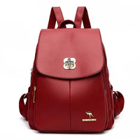 Soft Leather Dual-Shoulder Bag Student Backpack Travel Versatile Women's Bag