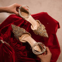 Crystal Women Wedding Shoes Rhinestone High Heels Ankle Strap Stilettos Women Crystal Party Dress Sandals