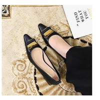 Professional Women's Shoes With Shallow Mouth Small Square Toe Metal Buckle 4.5CM Thick Heel Shoes