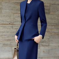 Elegant Professional Suit Dress Two-Piece Set Workwear Beauty Salon Uniform Long Sleeve Formal Outfit Polyester Fiber