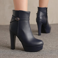 Knight Women's Boots Zip Low Tube Thick Heel Chunky High Heel Fashion Boots s Women's Shoes - Natalia Home Fashion
