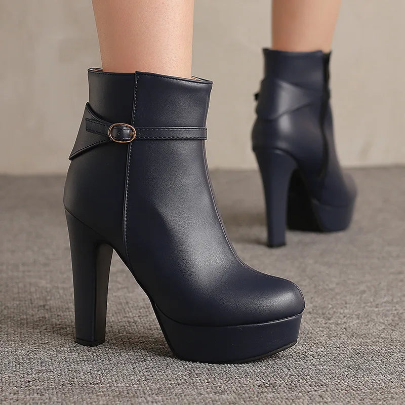 Knight Women's Boots Zip Low Tube Thick Heel Chunky High Heel Fashion Boots s Women's Shoes - Natalia Home Fashion