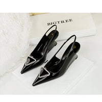 Spring Candy Fashion Pointed Toe Women Pumps Sling back Wedges High Heels Party Prom Mules Shoes