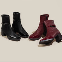 Women's Side Zipper Boot High Heel Short Boot Winter Mid-Calf Boot Chinese Style National Wedding Boot