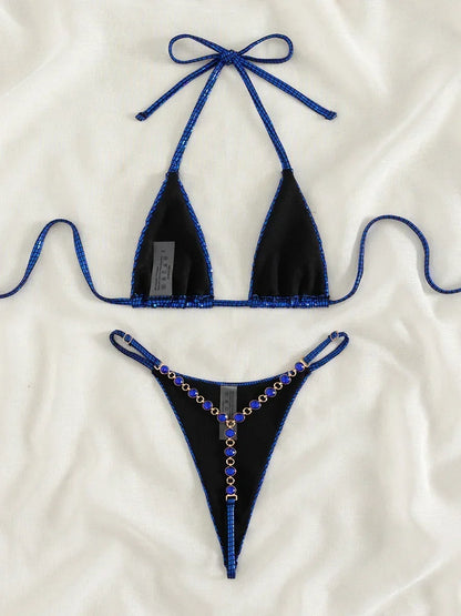 Sexy Extreme Mini Micro Thong Bikini Diamond Bikinis Female Swimsuit Women Swimwear Two-pieces Bikini Set Bathing Suit Swim - Natalia Home Fashion