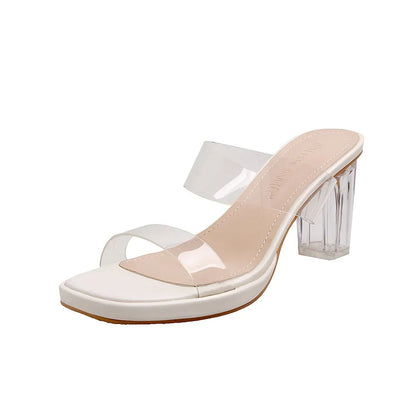 Summer Women Pumps Sandals PVC Jelly Slippers Open Toe High Heels Women Transparent Perspex Slippers Shoes Heel Clear Sandals Natalia Home Fashion    Natalia Home Fashion