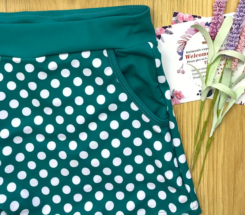 Women Dots Tankini Plus Size Swimwear Push Up Two Piece Swimsuit with Shorts High Waist Bathing Suit 2XL Polka Print Beachwear