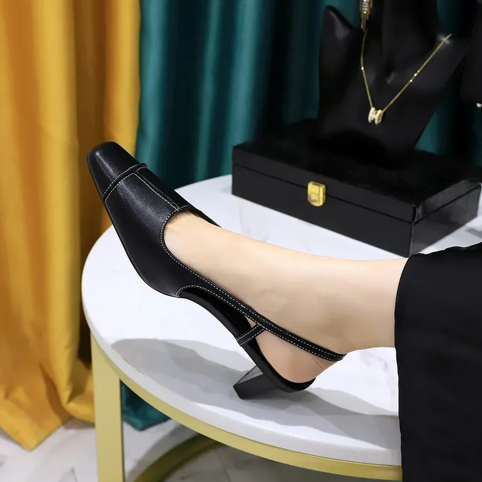 Design Shallow Women Pumps Pointed Toe Sling backs Sandals Elegant Office Work Thin High Heels Shoe Retro Shoes Women