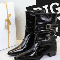 Pointed Fashion Women's Boots Retro Style Thick Heel Low Heel Medium Tube Women's Boots