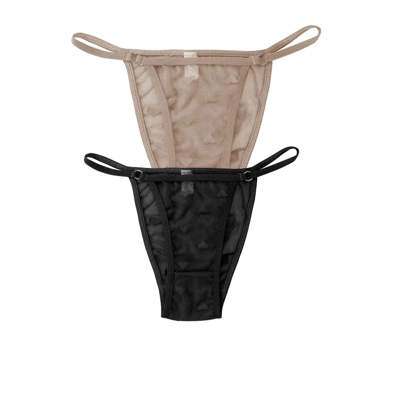 2PC Lace Thongs Panties Women Underwear Sexy Thongs Woman Low Waist Solid Underwear Seamless Female Underpants Lingerie
