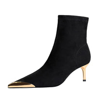High Heels Women Ankle Boots Sexy Pointed Toe Leather Shoes Women Party Boots Dress  Chelsea Boots