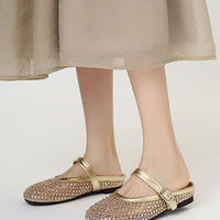 Luxury Shinny Diamond Women Mules Slippers Summer Shoes Crystal Footwear Rhinestones Slip On Brand Mary Jane Sandals Mesh Clogs