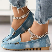 Women Flats Round Toe Thick Bottom Walking Flat Shoes Women New Casual Denim Shoes Spring  Autumn Vintage Chunky Sneakers Women