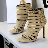 Rivet Roman Shoes, Retro Super High Heel Women's Shoes