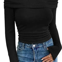 Women's Sexy Off-shoulder Slim Long-sleeved Base One-shoulder Top T-shirt