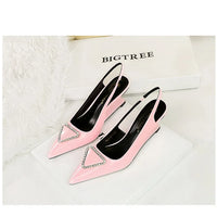 Spring Candy Fashion Pointed Toe Women Pumps Sling back Wedges High Heels Party Prom Mules Shoes