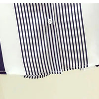 Office Lady Turn-down Collar Straight Loose Button Dress Shirts Blue Striped Long Sleeve Blouses Spring Thin Women's Clothing