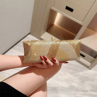 Women Clutch Glitter Sequins Evening Party Handbags Portable Gold Color Diamond Wedding Clutches Purse New Chain Shoulder Bags