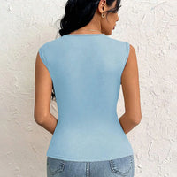 Spring Summer Elegant Stylish Daily Dating Casual Women's Sleeveless Tops Side Ruched Asymmetric Hem One-Shoulder Cut out