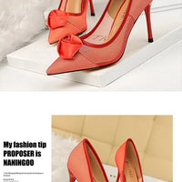 Women's Sexy Nightclub Pole Dancing Show Thin Heels High Mesh Hollowed Out Satin Rose Flower Woman Pumps