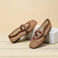 Fishnet Ballet Flats Square Toe Breathable Hollow Mesh Sandals Casual and Comfortable Mary Jane Shoes