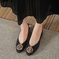 Shoes for Women Retro Ladies Flats Slip on Shoes Loafers Square Toe Shallow Mouth Women Casual Footwear Lightweight