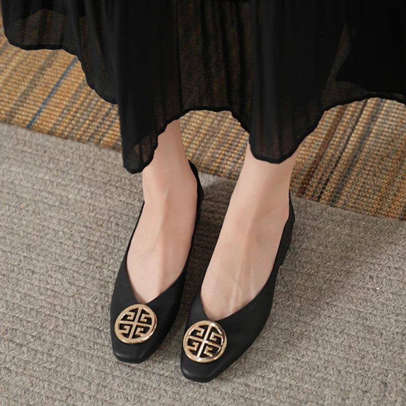 Shoes for Women Retro Ladies Flats Slip on Shoes Loafers Square Toe Shallow Mouth Women Casual Footwear Lightweight